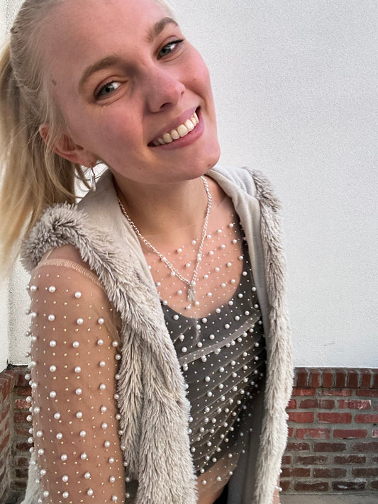 Embellished Pearl Top