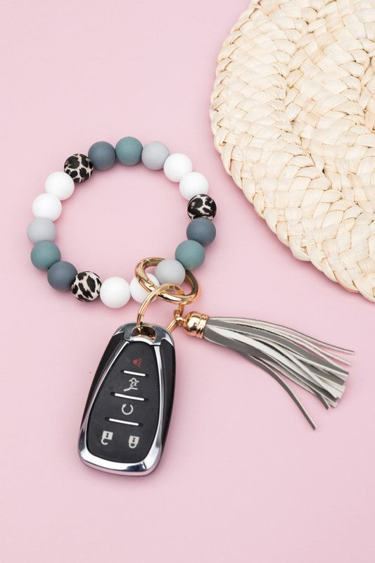 Online only Silicone Monochromatic Key Ring Bracelet