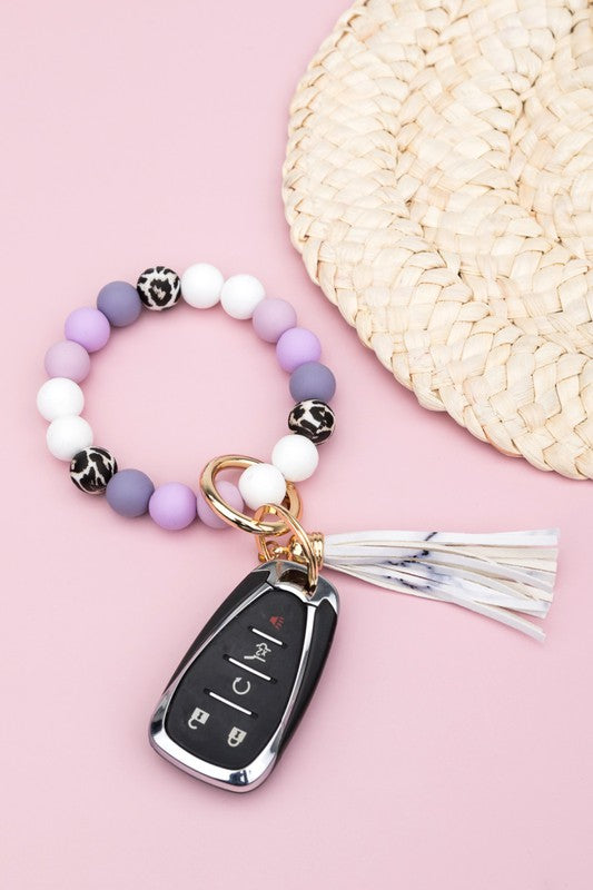 Online only Silicone Monochromatic Key Ring Bracelet