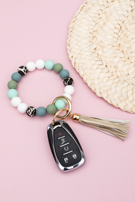 Online only Silicone Monochromatic Key Ring Bracelet