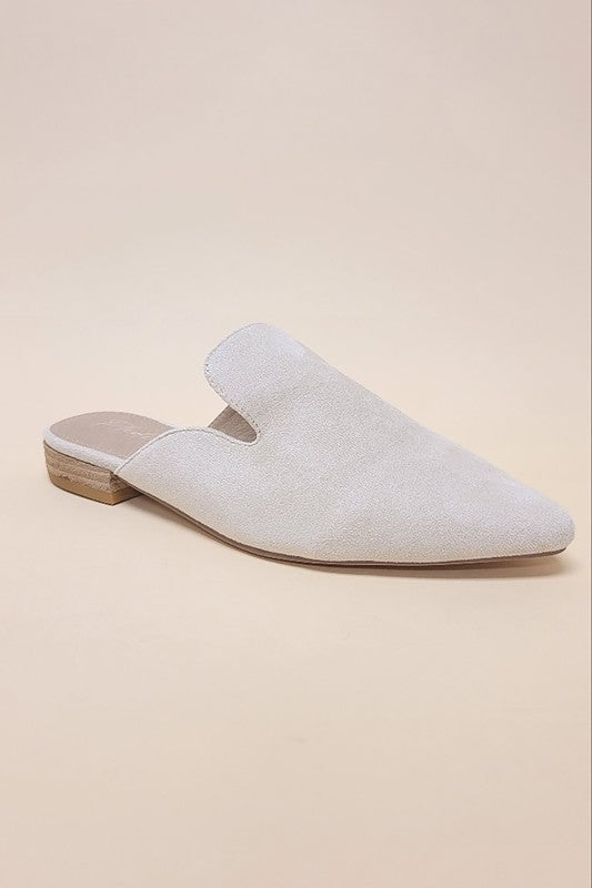 POINTED TOE SLIP ON MULE FLATS