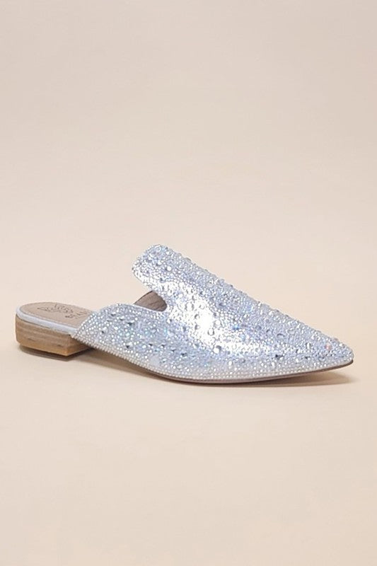 POINTED TOE SLIP ON MULE FLATS